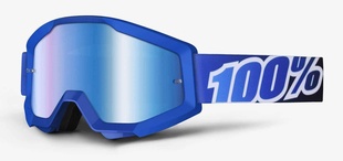 MX brýle 100% Strata Lagoon modrá, modré chrom plexi s čepy pro slídy