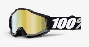 MX brýle 100% Accuri Tornado černá, zlaté chrom + čiré plexi s čepy pro slídy
