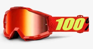 MX brýle 100% Accuri Saarinen červená, červené chrom + čiré plexi s čepy pro slídy