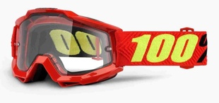 MX brýle 100% Accuri Saarinen červená , čiré plexi s čepy pro slídy