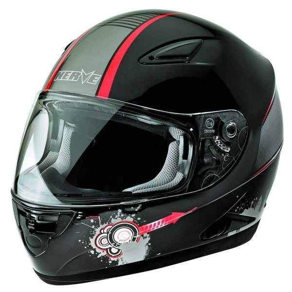 NERVE NH4008 moto přilba integrální černá červená helma se sluneční clonou na motorku