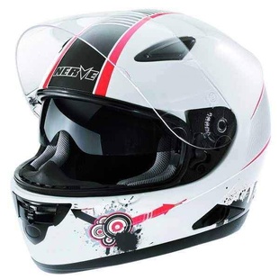 NERVE NH4008 moto přilba integrální bílá červená helma se sluneční clonou na motorku