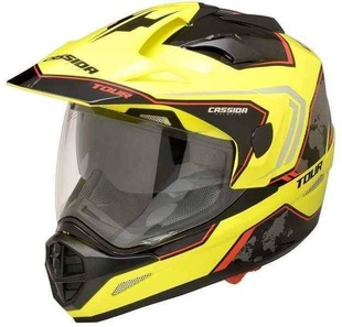 Cassida Tour Globe enduro černá žlutá fluo červená helma na motorku