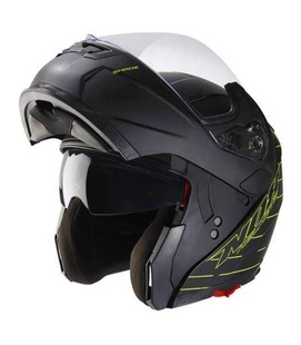 Nox N964 Shade výklopná helma, černá matná / žlutá fluo přilba na motorku