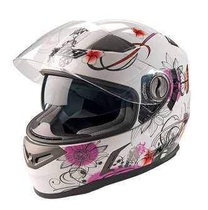 Nox N915 dámská bílá růžová integrální přilba na motorku se sluneční clonou