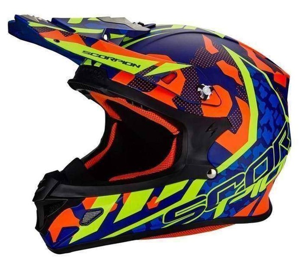 SCORPION VX-21 AIR FURIO modro/oranžovo/neonově žlutá krosová helma na motorku