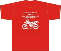 Pánské tričko Čím více znám ŽENY, tím více mám rád MOTORKY - Cross, červené