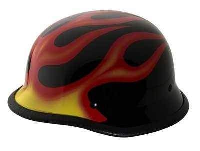 HLD NH203 Chopper Custom Moto přilba flame lesklá helma s červenými plameny na motorku