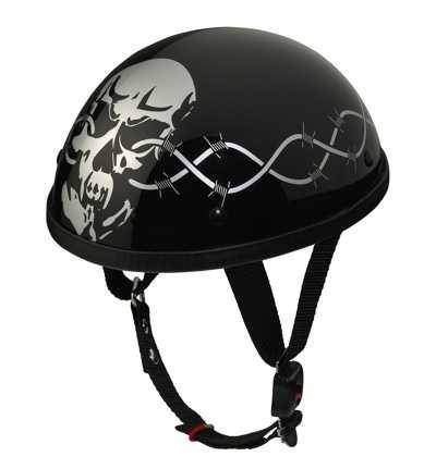 HLD NH201 Chopper Custom moto přilba skull černá lebka lesklá helma na motorku