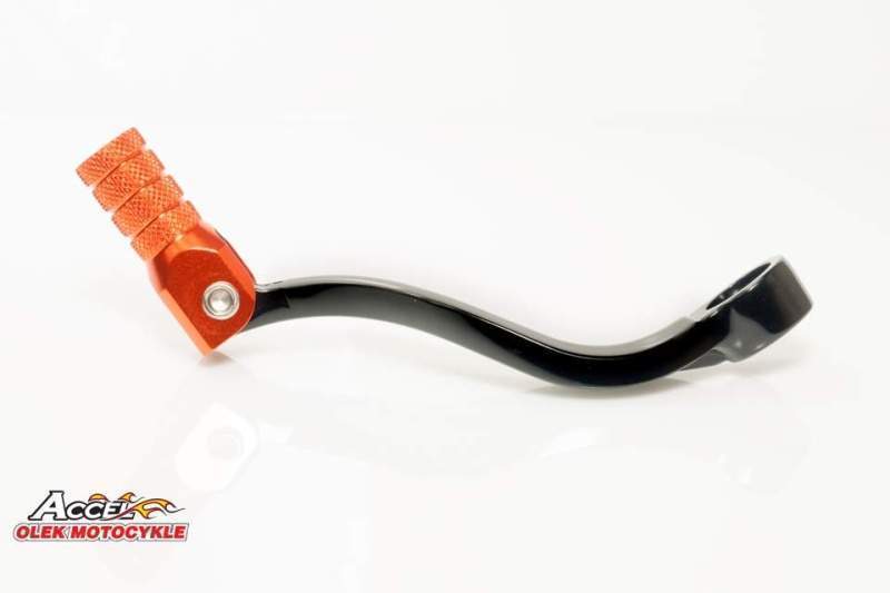 ACCEL řadící páčka (řadička) KTM SX 85 18-19, SX 125/150 16-19, EXC-F /SXF450 16-17, EXC500 17-19 hliníková, barva černá, koncovka oranžová.