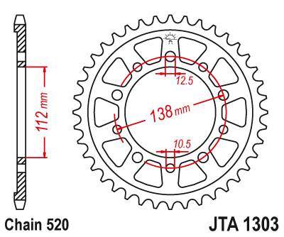 JT JTA1303.42 Zadní kolečko (rozeta), 42 zubů, 520