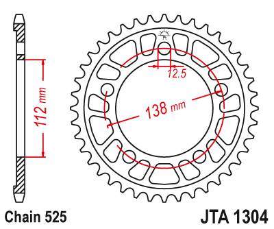 JT JTA1304.43 Zadní kolečko (rozeta), 43 zubů, 525