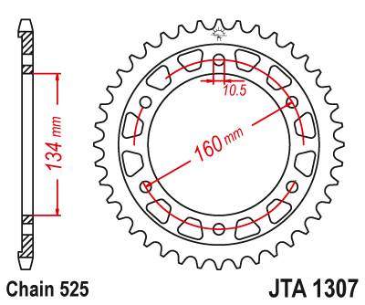JT JTA1307.44 Zadní kolečko (rozeta), 44 zubů, 525
