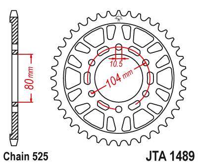 JT JTA1489.43 Zadní kolečko (rozeta), 43 zubů, 525