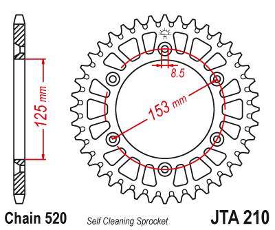 JT JTA210.42 Zadní kolečko (rozeta), 42 zubů, 520