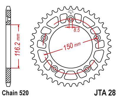 JT JTA28.41 Zadní kolečko (rozeta), 41 zubů, 520