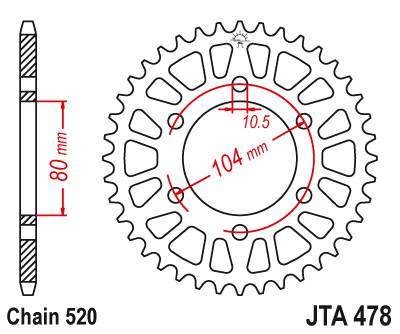 JT JTA478.40 Zadní kolečko (rozeta), 40 zubů, 520