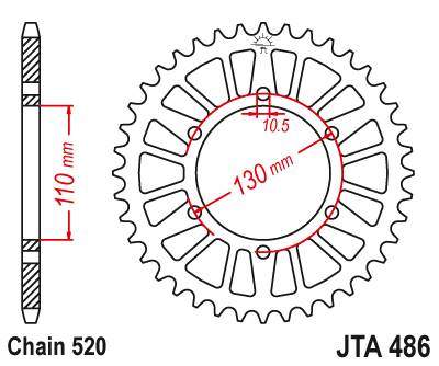 JT JTA486.42 Zadní kolečko (rozeta), 42 zubů, 520