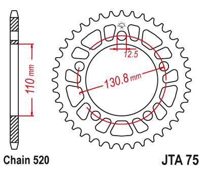 JT JTA75.40 Zadní kolečko (rozeta), 40 zubů, 520