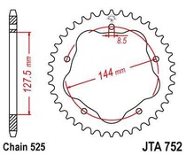 JT JTA752.38 Zadní kolečko (rozeta), 38 zubů, 525 DUCATI 796/848/1100 (432038JT)