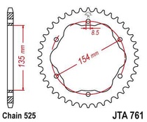 JT JTA761.38 Zadní kolečko (rozeta), 38 zubů, 525