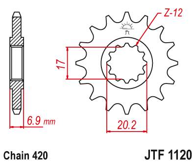 JT JTF1120.10 Přední kolečko (pastorek), 10 zubů, 420