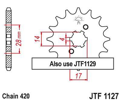 JT JTF1127.12 Přední kolečko (pastorek), 12 zubů, 420 APRILIA RS/RX50 06-11