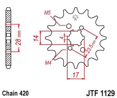 JT JTF1129.12 Přední kolečko (pastorek), 12 zubů, 420 APRILIA RS/RX 50 06-11