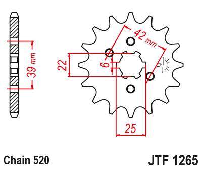 JT JTF1265.13 Přední kolečko (pastorek), 13 zubů, 520