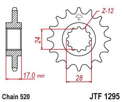JT JTF1295.13 Přední kolečko (pastorek), 13 zubů, 520