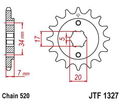 JT JTF1327.15 Přední kolečko (pastorek), 15 zubů, 520