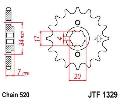 JT JTF1329.13 Přední kolečko (pastorek), 13 zubů, 520