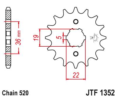 JT JTF1352.12 Přední kolečko (pastorek), 12 zubů, 520