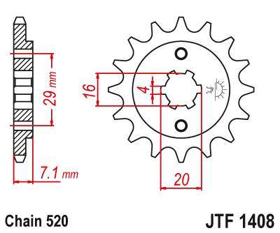 JT JTF1408.15 Přední kolečko (pastorek), 15 zubů, 520