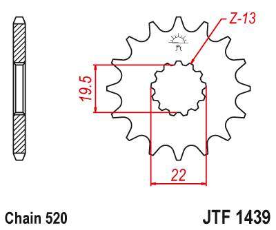 JT JTF1439.11 Přední kolečko (pastorek), 11 zubů, 520 SUZUKI LT 160 89-01, LT 230 86-93