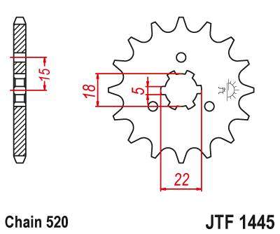 JT JTF1445.11 Přední kolečko (pastorek), 11 zubů, 520 KAWASAKI KX 125 94-07