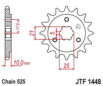 JT JTF1448.14 Přední kolečko (pastorek), 14 zubů, 525 SUZUKI DR 650 SE 96-13, XF 650
