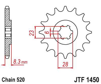 JT JTF1450.13 Přední kolečko (pastorek), 13 zubů, 520