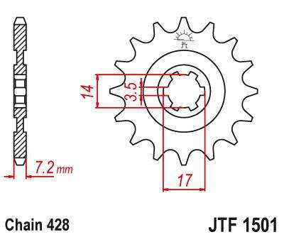 JT JTF1501.12 Přední kolečko (pastorek), 12 zubů, 428