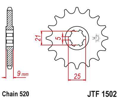 JT JTF1502.13 Přední kolečko (pastorek), 13 zubů, 520