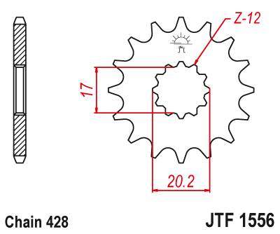 JT JTF1556.12 Přední kolečko (pastorek), 12 zubů, 428