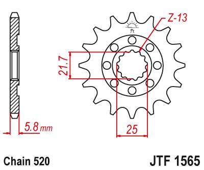 JT JTF1565.12 Přední kolečko (pastorek), 12 zubů, 520