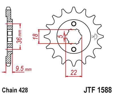 JT JTF1588.19 Přední kolečko (pastorek), 19 zubů, 428