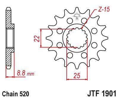 JT JTF1901.11 Přední kolečko (pastorek), 11 zubů, 520 KTM SX/EXC 91-19