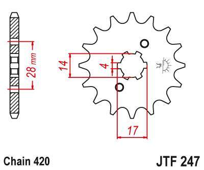 JT JTF247.13 Přední kolečko (pastorek), 13 zubů, 420