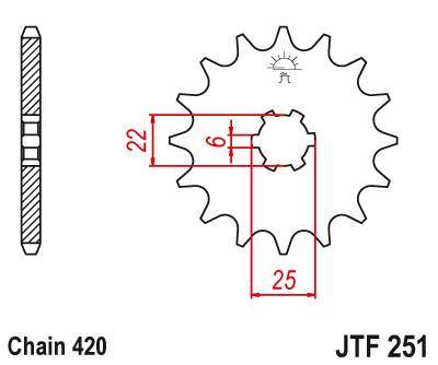 JT JTF251.16 Přední kolečko (pastorek), 16 zubů, 420