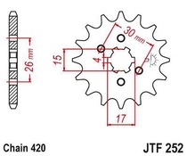JT JTF252.13 Přední kolečko (pastorek), 13 zubů, 420 HONDA MBX/MTX 50