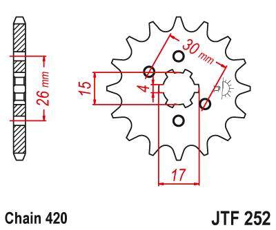 JT JTF252.14 Přední kolečko (pastorek), 14 zubů, 420