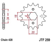 JT JTF259.13 Přední kolečko (pastorek), 13 zubů, 428 HONDA XL 125, NX 125