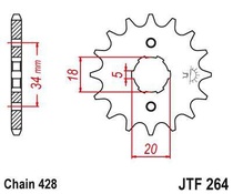JT JTF264.14 Přední kolečko (pastorek), 14 zubů, 428 KYMCO HIPSTER, STRYKER, ZING